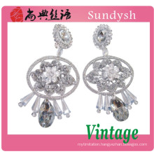 fine flower crystal stone handmade nice and simple design costume diamond ear tops 2014 trend fashion jewelry earrings guangzhou